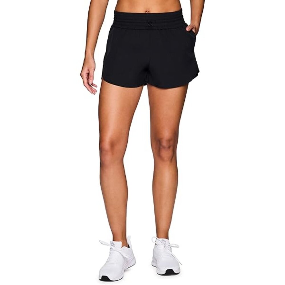 RBX Womens Workout Running Shorts Size S Small Black Athletic Built In Liner - Picture 3 of 8